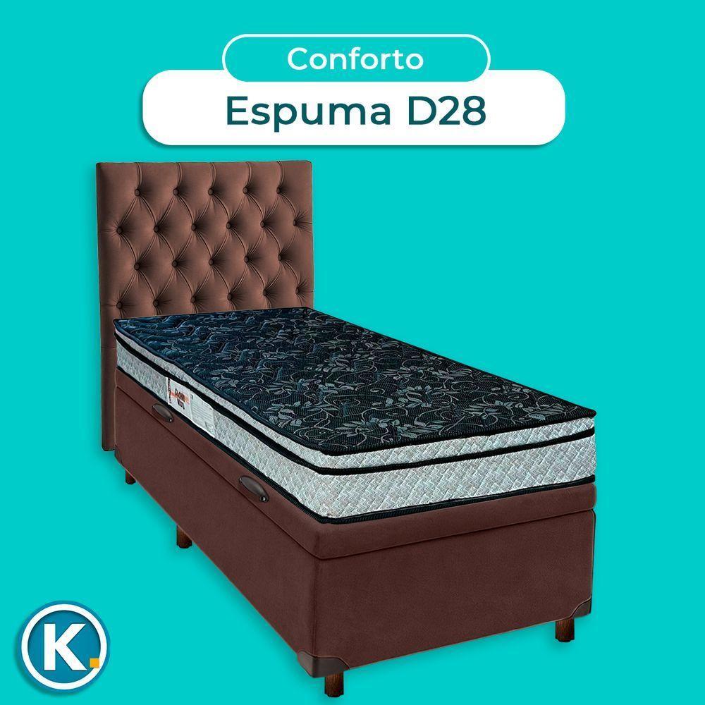 Cama Box Bau + Colchão Solteiro D28 Conforto Paropas + Cabeceira Estofada - 4