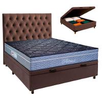 Conjunto Cama Box Bau Blindado Casal + Colchão Molas Ensacadas Petrus Paropas + Cabeceira - 1