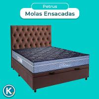 Conjunto Cama Box Bau Blindado Casal + Colchão Molas Ensacadas Petrus Paropas + Cabeceira