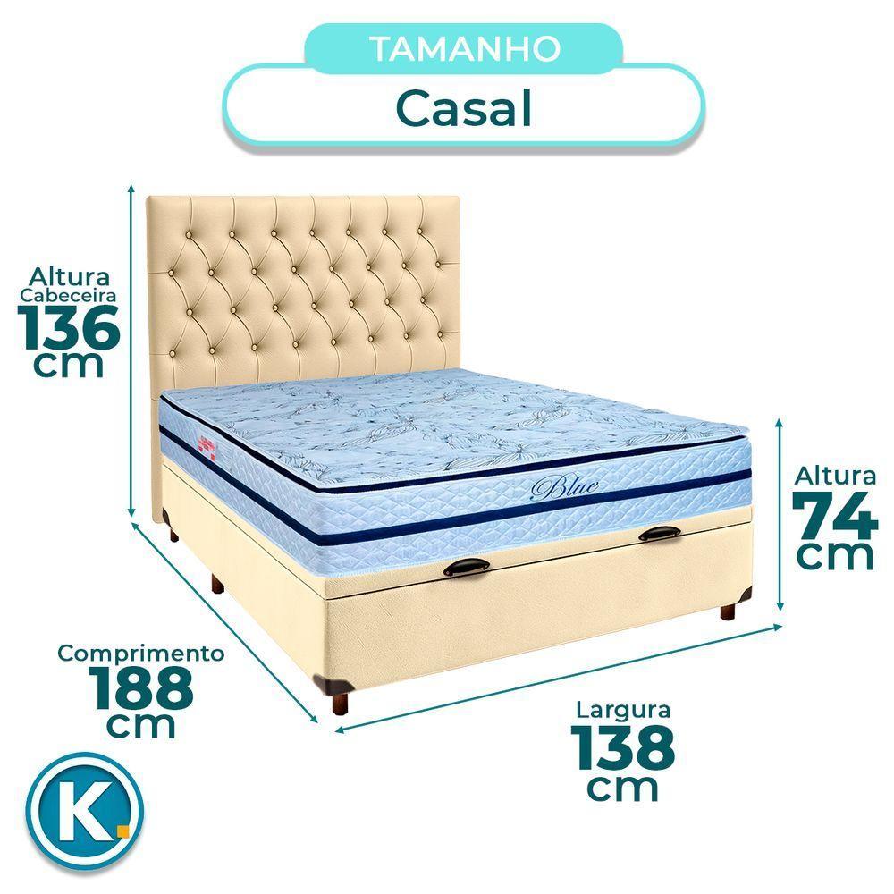 Conjunto Cama Box Bau Blindado Casal + Colchão Molas Ensacadas Blue Paropas + Cabeceira - 3