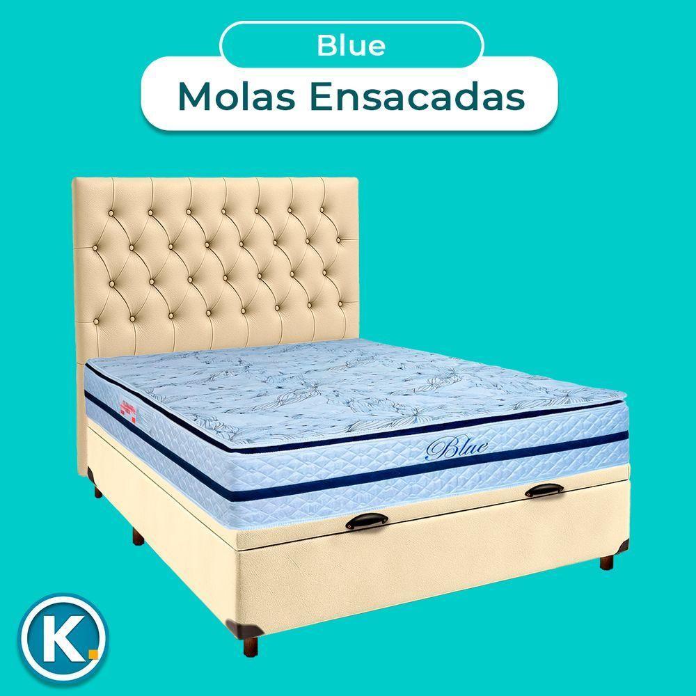 Conjunto Cama Box Bau Blindado Casal + Colchão Molas Ensacadas Blue Paropas + Cabeceira - 4