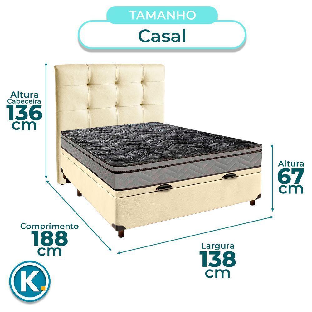 Conjunto Cama Box Bau Blindado Casal + Colchão D28 Conforto Paropas + Cabeceira - 3