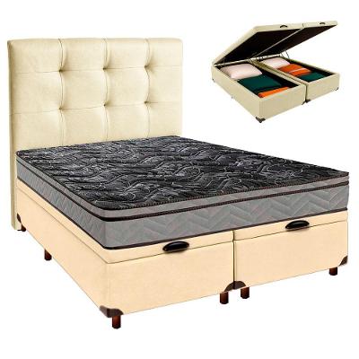 Conjunto Cama Box Bau Blindado Casal + Colchão D28 Conforto Paropas + Cabeceira