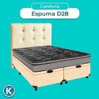 Conjunto Cama Box Bau Blindado Casal + Colchão D28 Conforto Paropas + Cabeceira