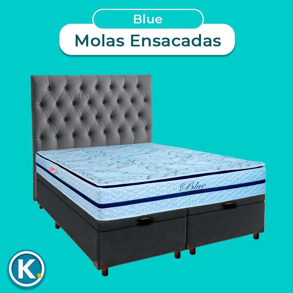 Cama Box Bau + Colchão Queen Molas Ensacadas Blue Paropas + Cabeceira Estofada - 4