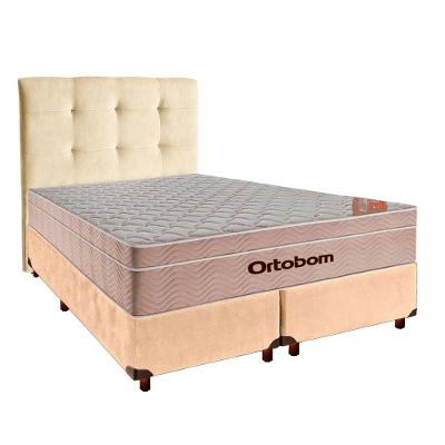 Cama Box + Colchão Queen Ortobom Molas Ensacadas Airtech + Cabeceira Estofada