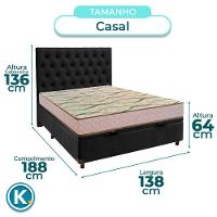 Cama Box Bau + Colchão Casal D33 Maxsono Paropas + Cabeceira Estofada - 3
