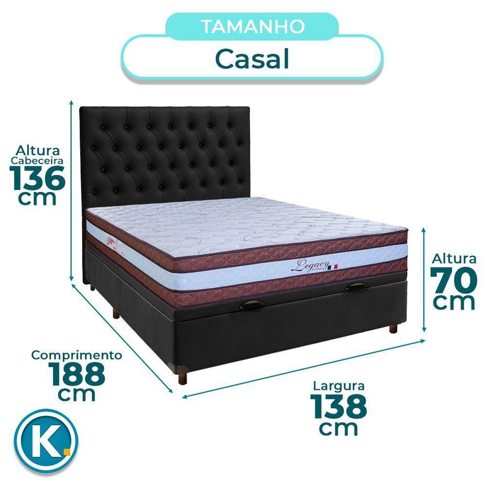 Cama Box Bau + Colchão Casal Molas Ensacadas Legaccy Paropas + Cabeceira Estofada - 3