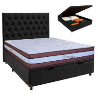 Cama Box Bau + Colchão Casal Molas Ensacadas Legaccy Paropas + Cabeceira Estofada - 1