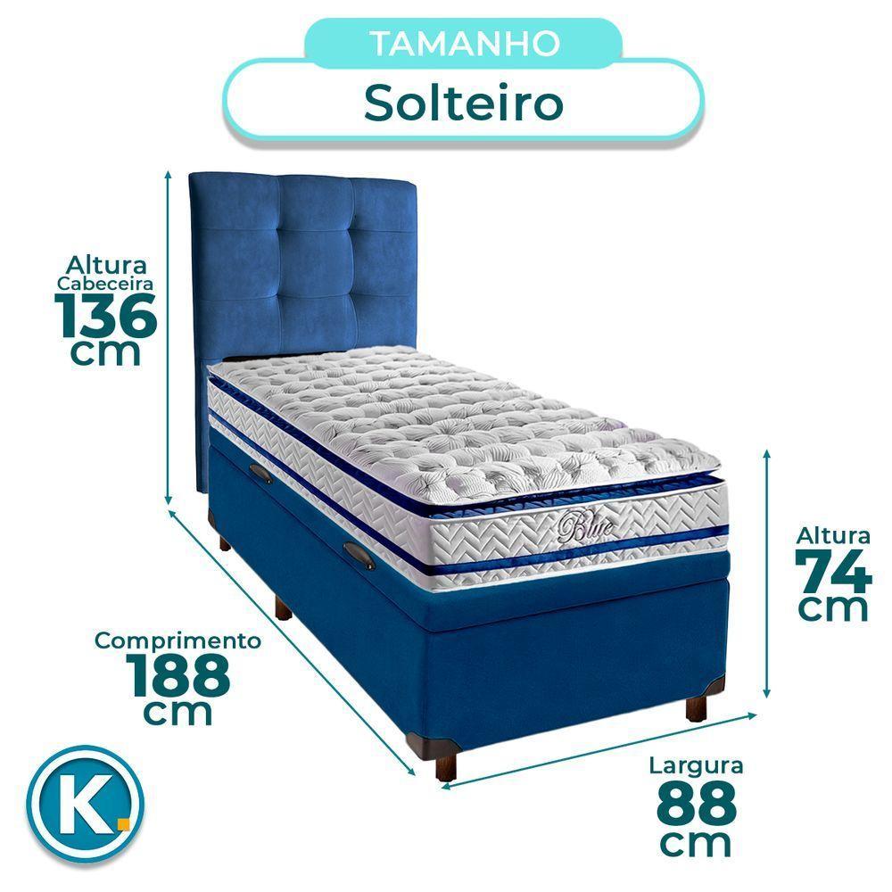 Cama Box Bau + Colchão Solteiro Molas Ensacadas Blue Paropas + Cabeceira Estofada - 3