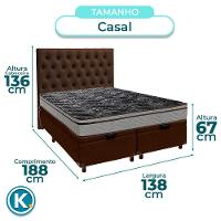 Conjunto Cama Box Bau Blindado Casal + Colchão D28 Conforto Paropas + Cabeceira - 3