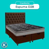 Conjunto Cama Box Bau Blindado Casal + Colchão D28 Conforto Paropas + Cabeceira