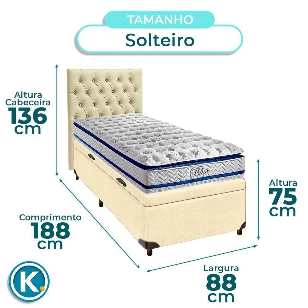 Conjunto Cama Box Bau Bege Solteiro + Colchão Molas Ensacadas Blue Paropas + Cabeceira - 3