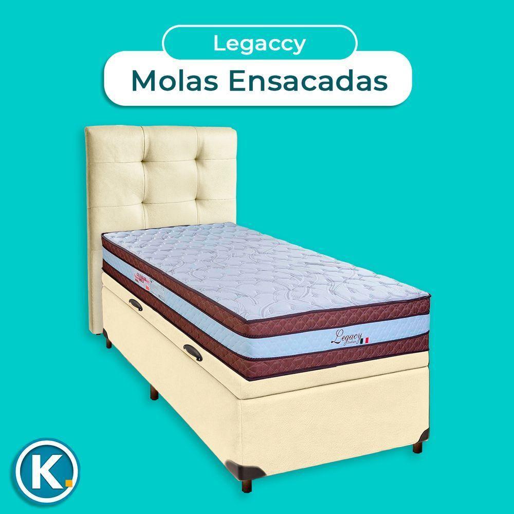 Cama Box Bau + Colchão Solteiro Molas Ensacadas Legaccy Paropas + Cabeceira Estofada - 5