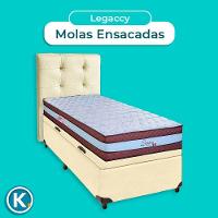 Cama Box Bau + Colchão Solteiro Molas Ensacadas Legaccy Paropas + Cabeceira Estofada - 5