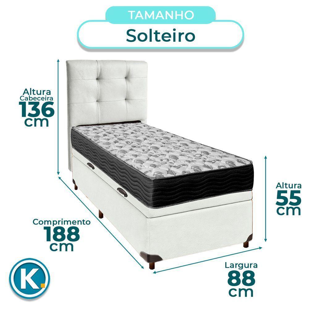 Cama Box Bau + Colchão Solteiro Ortobom D33 Iso100 + Cabeceira Estofada - 3