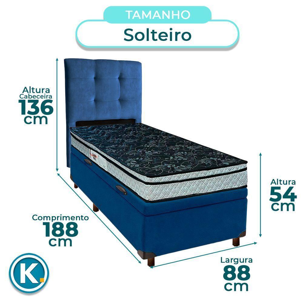 Cama Box Bau + Colchão Solteiro D28 Conforto Paropas + Cabeceira Estofada - 3