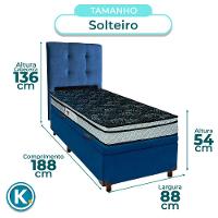 Cama Box Bau + Colchão Solteiro D28 Conforto Paropas + Cabeceira Estofada - 3
