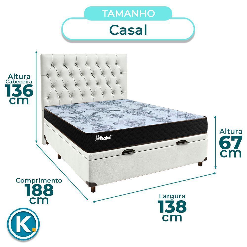 Conjunto Cama Box Bau Blindado Casal + Colchão Molas Ensacadas Life Gold Paropas + Cabeceira - 3