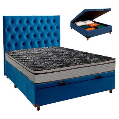 Conjunto Cama Box Bau Blindado Casal + Colchão D28 Conforto Paropas + Cabeceira