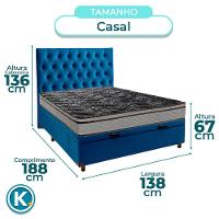 Conjunto Cama Box Bau Blindado Casal + Colchão D28 Conforto Paropas + Cabeceira - 3