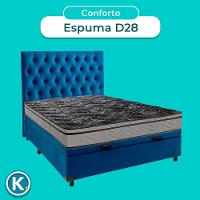 Conjunto Cama Box Bau Blindado Casal + Colchão D28 Conforto Paropas + Cabeceira