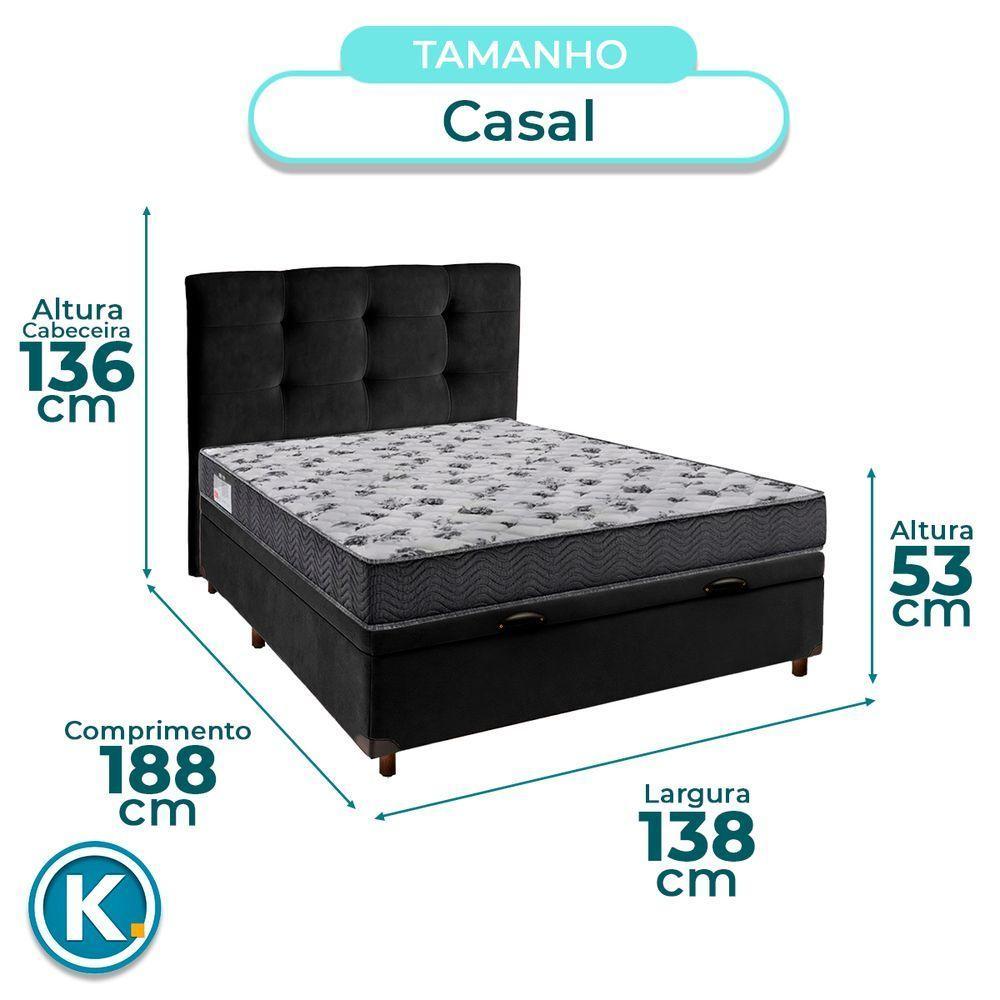 Conjunto Cama Box Bau Blindado Casal + Colchão D33 Iso100 Ortobom + Cabeceira - 3