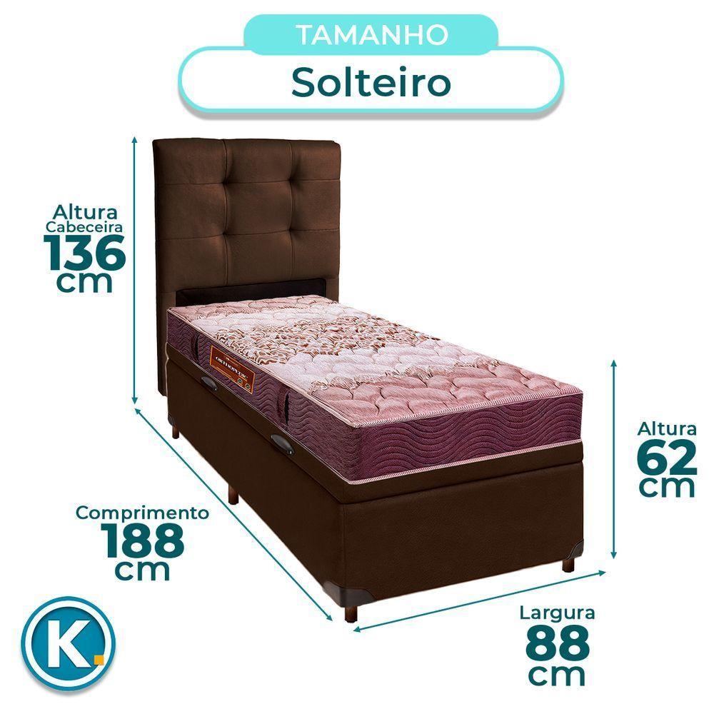 Cama Box Bau + Colchão Solteiro D26 Ortophedic Sankonfort + Cabeceira Estofada - 3