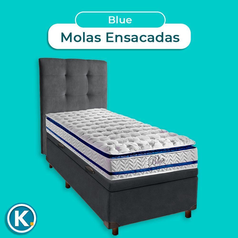 Cama Box Bau + Colchão Solteiro Molas Ensacadas Blue Paropas + Cabeceira Estofada - 4