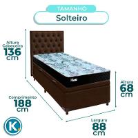 Cama Box Bau + Colchão Solteiro Molas Ensacadas Life Gold Paropas + Cabeceira Estofada - 3
