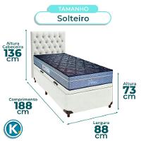 Cama Box Bau + Colchão Solteiro Molas Ensacadas Petrus Paropas + Cabeceira Estofada - 3