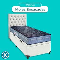 Cama Box Bau + Colchão Solteiro Molas Ensacadas Petrus Paropas + Cabeceira Estofada - 4