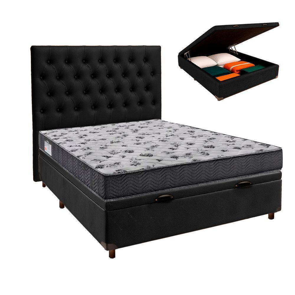 Cama Box Bau + Colchão Casal Ortobom D33 Iso100 + Cabeceira Estofada - 1