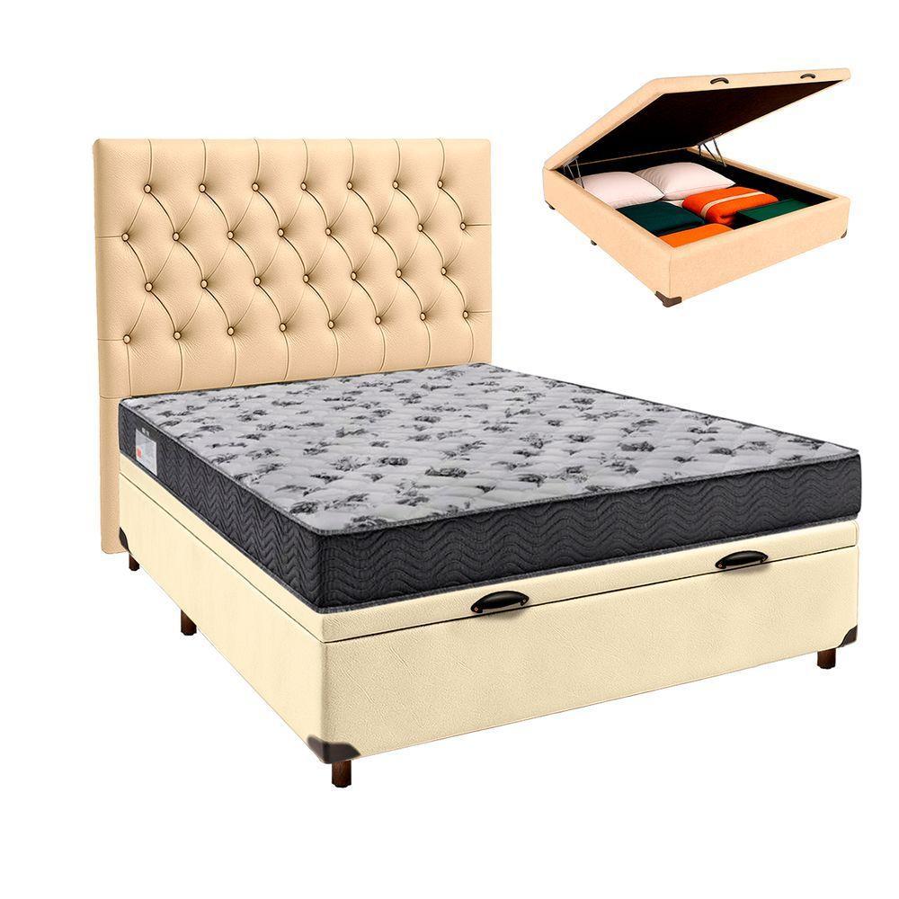 Cama Box Bau + Colchão Casal Ortobom D33 Iso100 + Cabeceira Estofada - 1