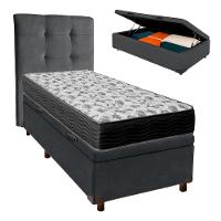 Cama Box Bau + Colchão Solteiro Ortobom D33 Iso100 + Cabeceira Estofada - 1
