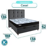 Cama Box Bau + Colchão Casal Molas Ensacadas Life Gold Paropas + Cabeceira Estofada - 3