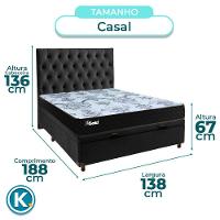 Cama Box Bau + Colchão Casal Molas Ensacadas Life Gold Paropas + Cabeceira Estofada - 3