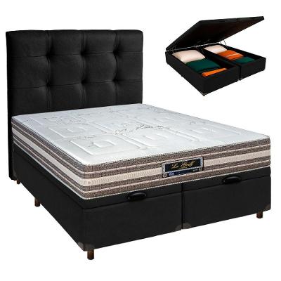 Cama Box Bau + Colchão Casal Molas Ensacadas Legriff Sankonfort + Cabeceira Estofada