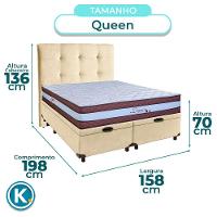 Cama Box Bau + Colchão Queen Molas Ensacadas Legaccy Paropas + Cabeceira Estofada - 3