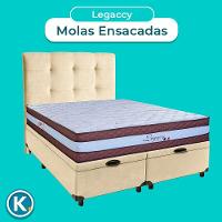 Cama Box Bau + Colchão Queen Molas Ensacadas Legaccy Paropas + Cabeceira Estofada