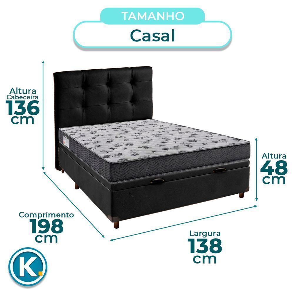 Cama Box Bau + Colchão Casal Ortobom D33 Iso100 + Cabeceira Estofada - 3