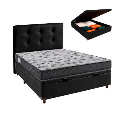 Cama Box Bau + Colchão Casal Ortobom D33 Iso100 + Cabeceira Estofada