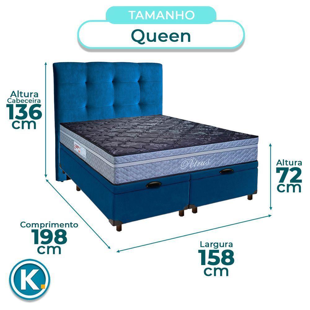 Cama Box Bau + Colchão Queen Molas Ensacadas Petrus Paropas + Cabeceira Estofada - 3