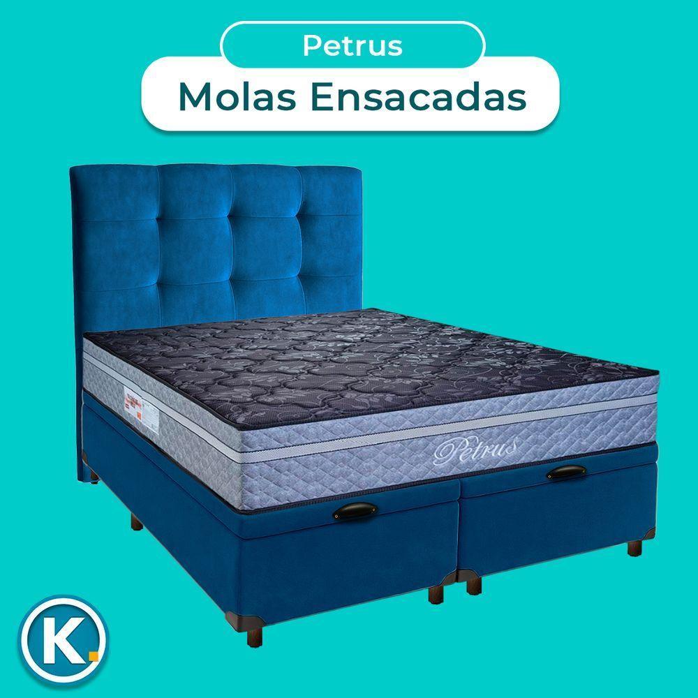 Cama Box Bau + Colchão Queen Molas Ensacadas Petrus Paropas + Cabeceira Estofada - 4