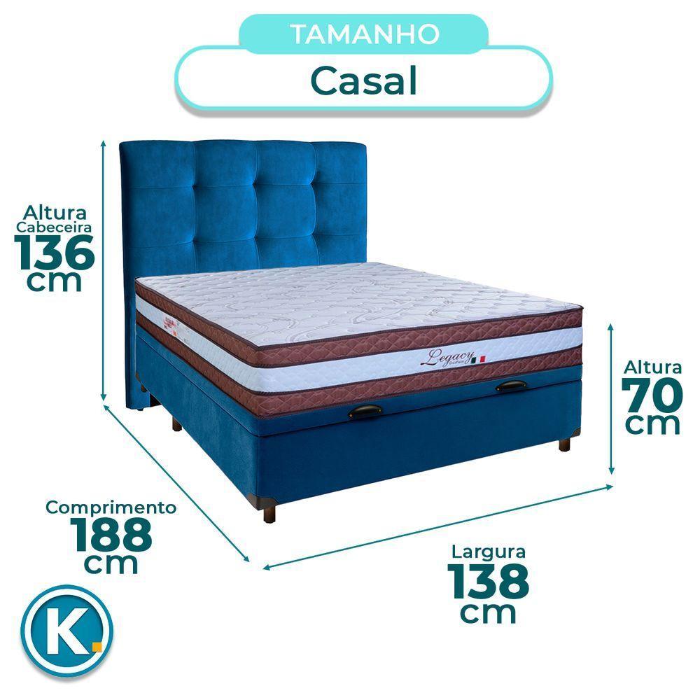Cama Box Bau + Colchão Casal Molas Ensacadas Legaccy Paropas + Cabeceira Estofada - 3