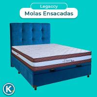 Cama Box Bau + Colchão Casal Molas Ensacadas Legaccy Paropas + Cabeceira Estofada