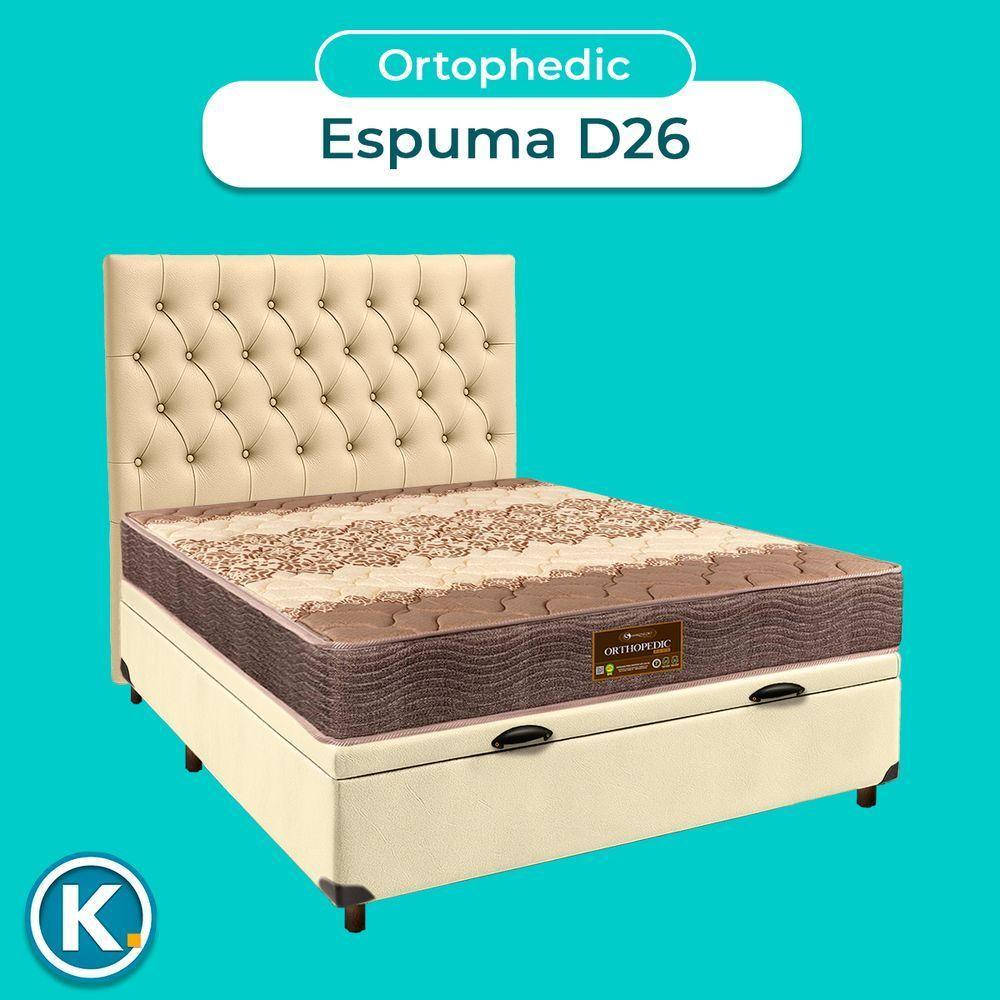 Conjunto Cama Box Bau Bege Casal + Colchão D26 Ortophedic Sankonfort + Cabeceira - 4