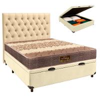 Conjunto Cama Box Bau Bege Casal + Colchão D26 Ortophedic Sankonfort + Cabeceira - 1