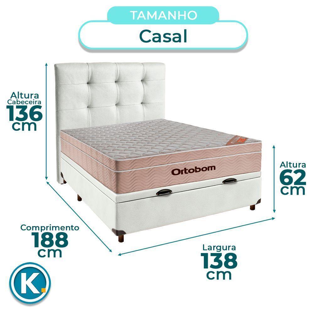 Cama Box Bau + Colchão Casal Ortobom Molas Ensacadas Airtech + Cabeceira Estofada - 3