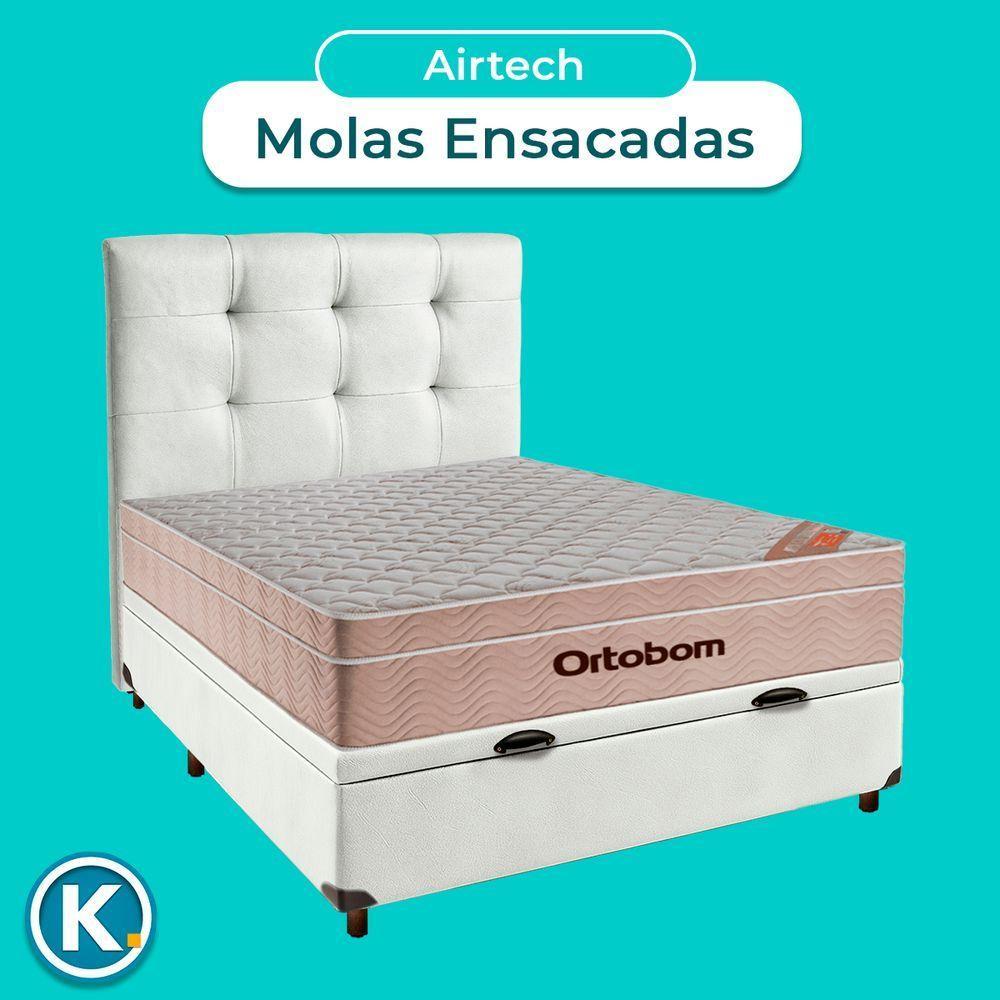 Cama Box Bau + Colchão Casal Ortobom Molas Ensacadas Airtech + Cabeceira Estofada - 4